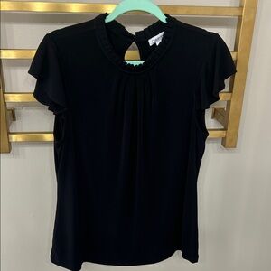 Calvin Klein Elegant Black Flutter Sleeve Blouse